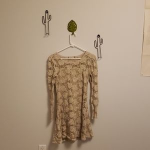 Cream lace Long sleeve dress